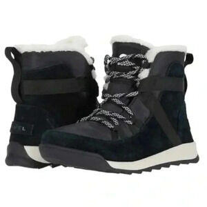 Sorel Whitney II Flurry Waterproof  Boot Suede Insulated Black Size 8